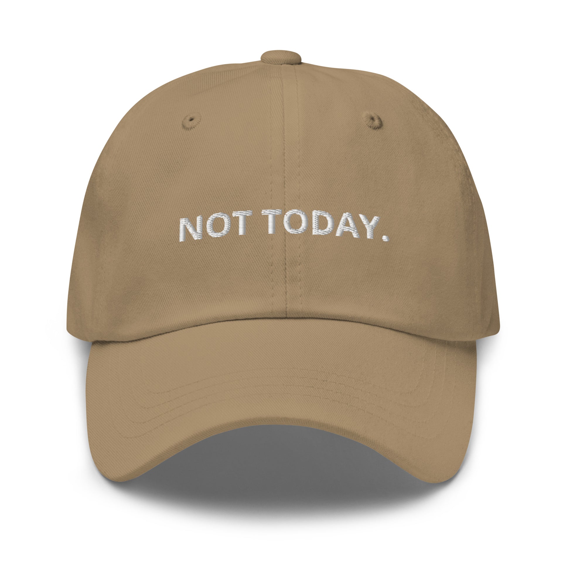 NOT TODAY. bestickte Baseball-Cap auf weißem Hintergrund.