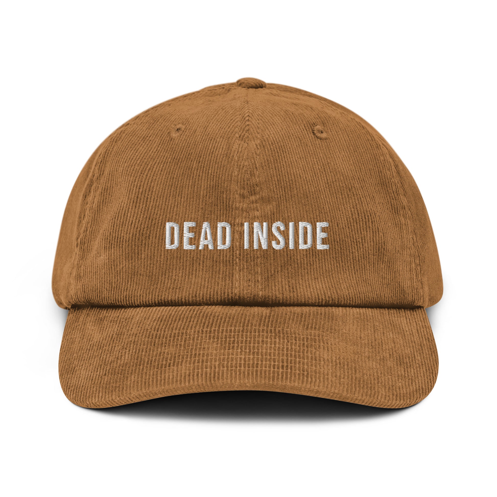 Cord-Cap mit dem Slogan 'DEAD INSIDE' auf weißem Hintergrund